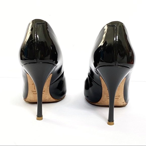 Giuseppe Zanotti patent leather black pointed toe slip on high heel dress pumps - Picture 4 of 10